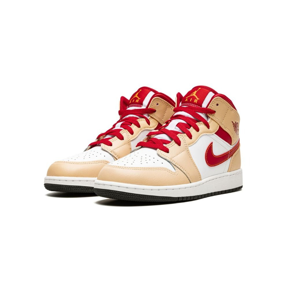 Jordan 1 Mid  Beige Red