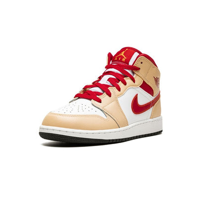 Jordan 1 Mid  Beige Red